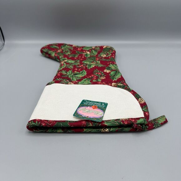 Charles Craft Red Holly Christmas Stocking Cross Stitch Cuff Project USA 15" L - Picture 4 of 8